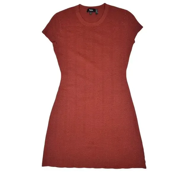 Theory Branteen Mini Sheath Dress Brown Rust Women’s Small Naturecore Neutral - Picture 2 of 14